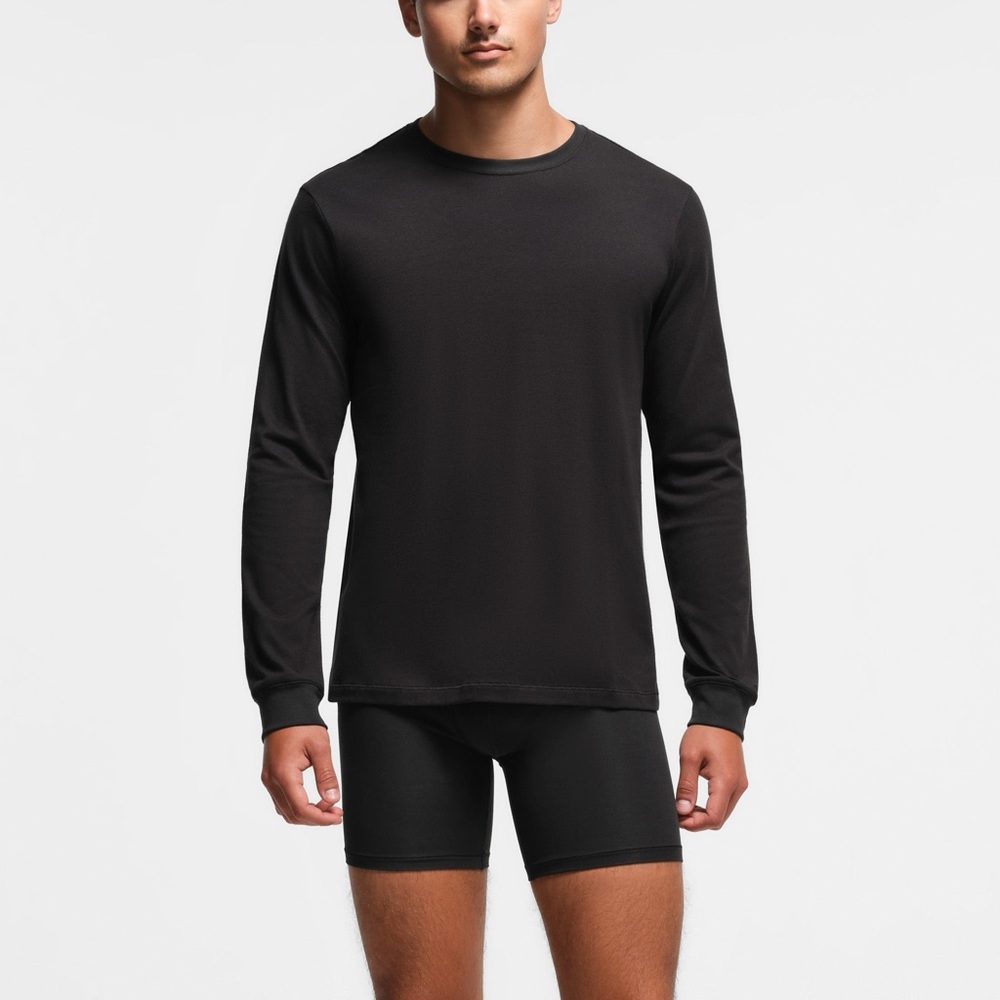 NWT IN ORIGINAL BAG SKIMS MENS CLASSIC COTTON LONG SLEEVE T-SHIRT ONYX BLACK XL